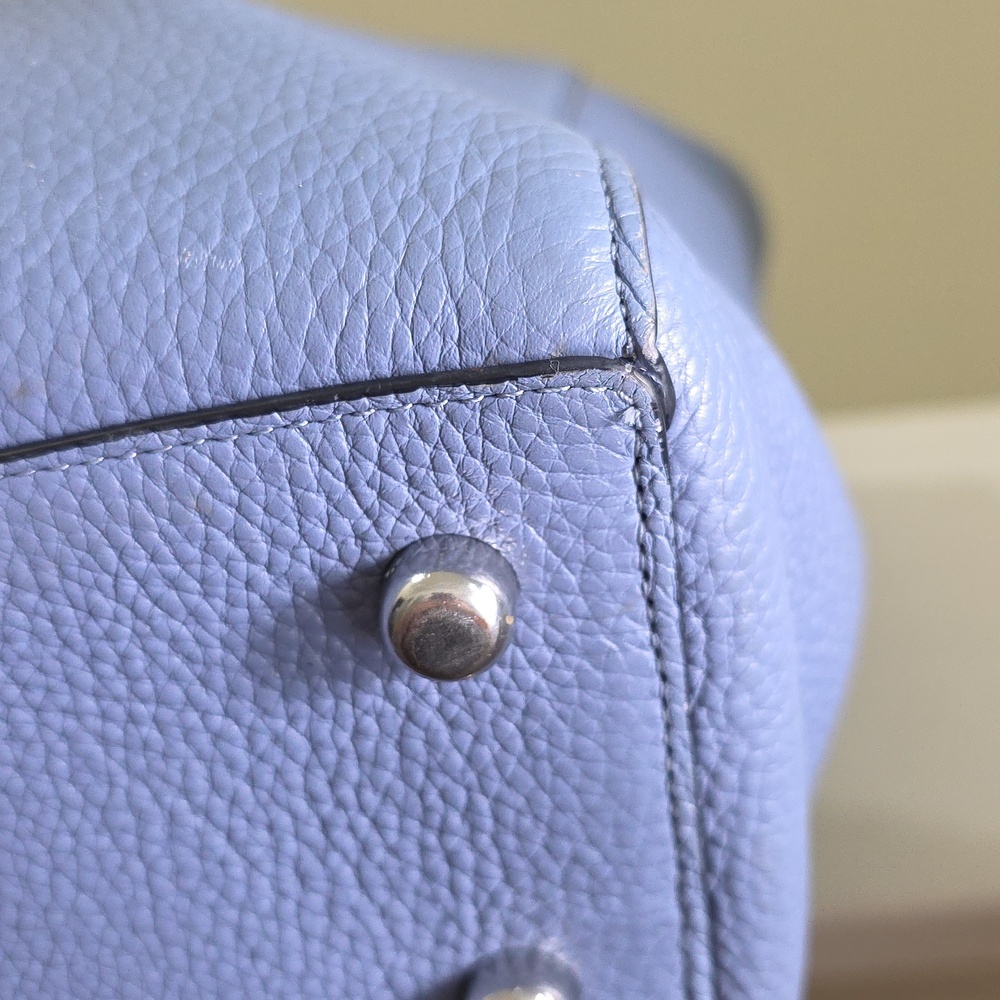 COACH C1566 Periwinkle Blue Pebbled Leather Marlie Tote Silver Chain Strap EUC - Picture 17 of 17